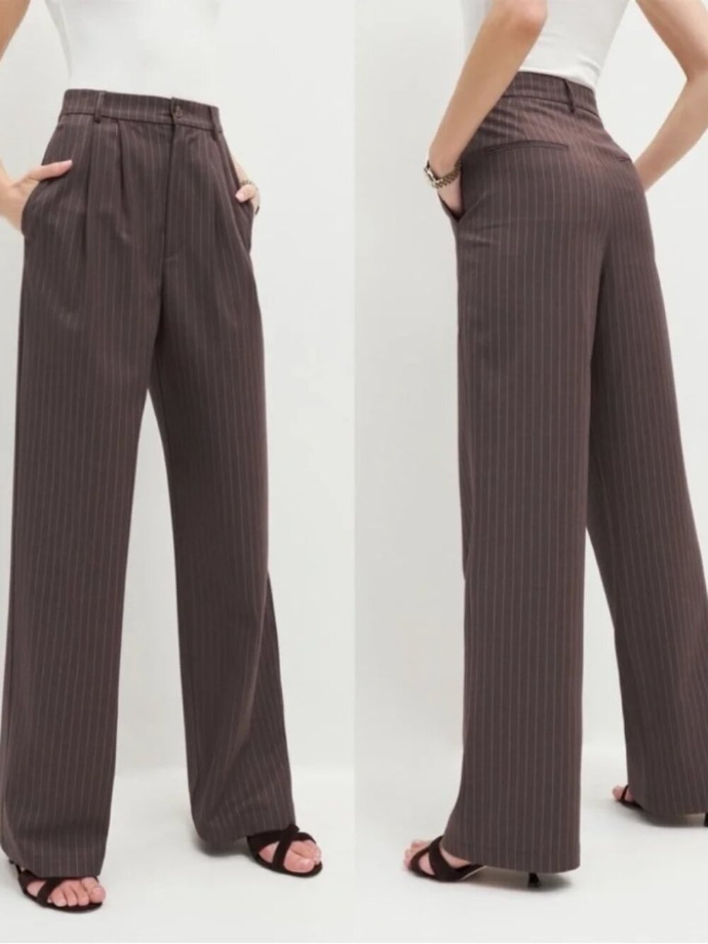 NWT Reformation Mason Pant in Chocolate Stripe